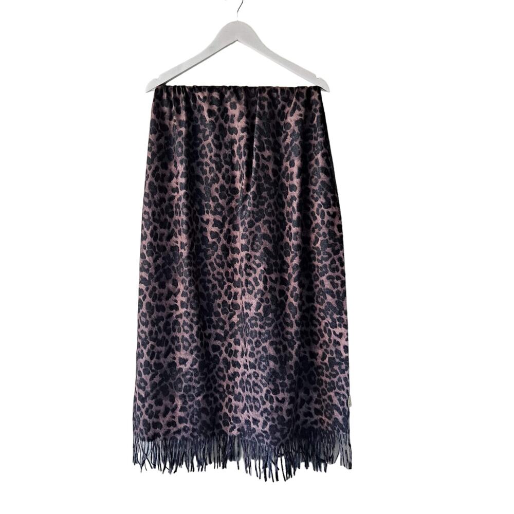 Pretty Persuasions Brown Black Gray Reversible Leopard Print Rectangular Scarf